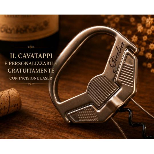 Cavatappi Lamellare Professionale 2 in 1 con Spirale e Lamelle - Incisione Laser Gratuita - Enoteca Bevi Bene