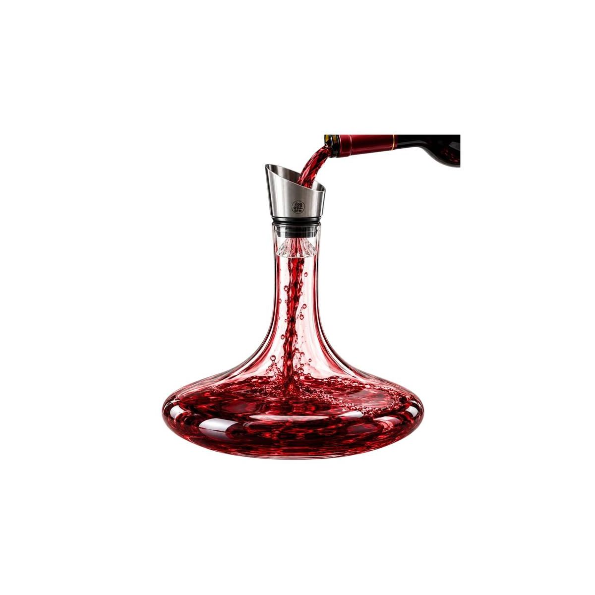 Decanter per Vino in Cristallo Artigianale con Aeratore Incluso