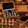 Set Degustazione Whisky con 2 Bicchieri, 8 Pietre Refrigeranti e Cofanetto in Legno Personalizzabile con Incisione Laser