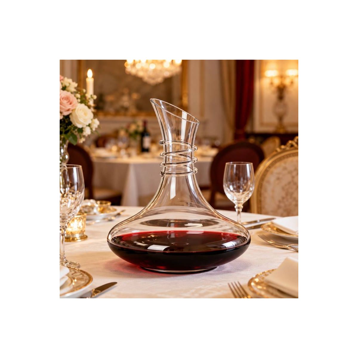 Decanter per Vino Artigianale in Vetro decorazione Spirale 1,95 lt. - Enoteca Bevi Bene
