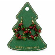 Christmas jewellery Orecchini Natalizi a Forma di Stella con Ghirlande Rosse e Verdi