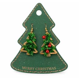 Christmas jewellery Orecchini Natalizi a Forma di Albero di Natale con Decorazioni Verdi e Rosse - Enoteca Bevi Bene